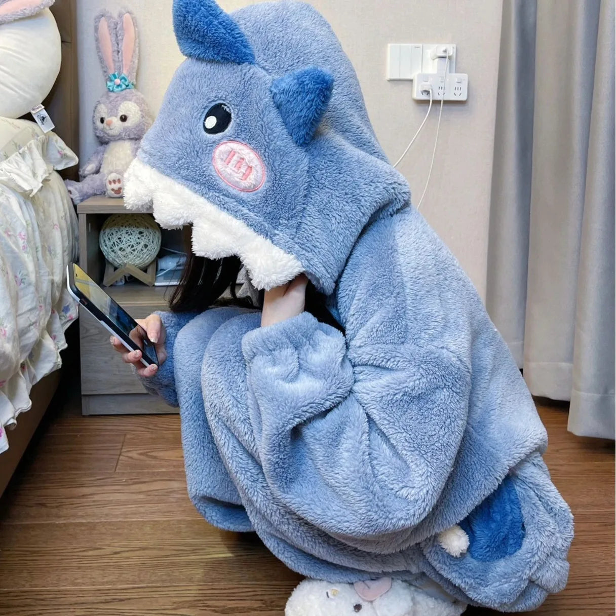 Shark Onesie - Cozy Hooded Sleepwear