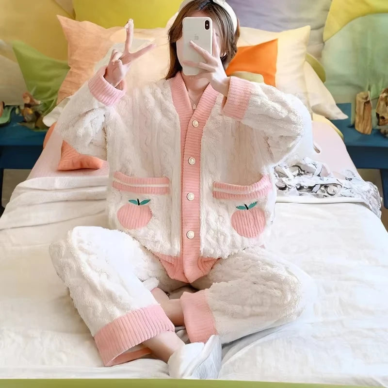 Fluffy Coral Fleece Pajama Set