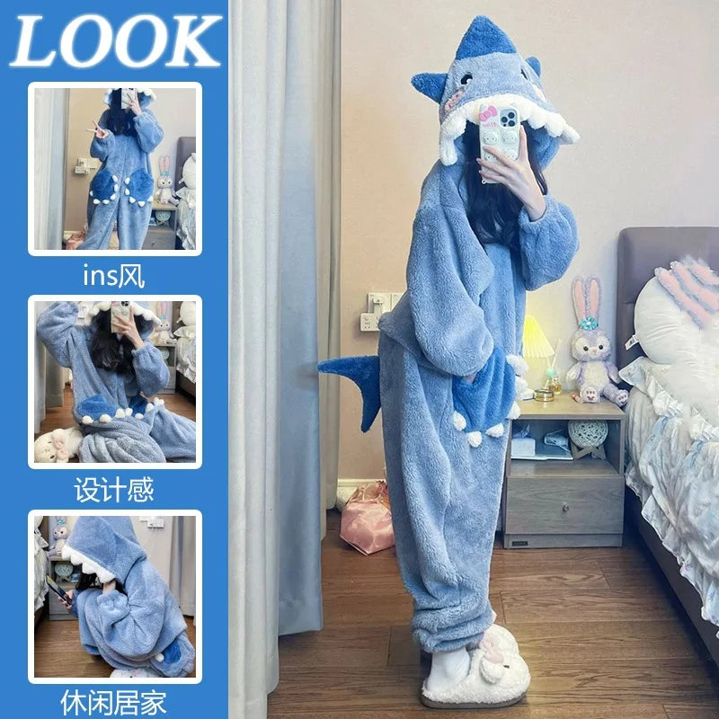 Shark Onesie - Cozy Hooded Sleepwear