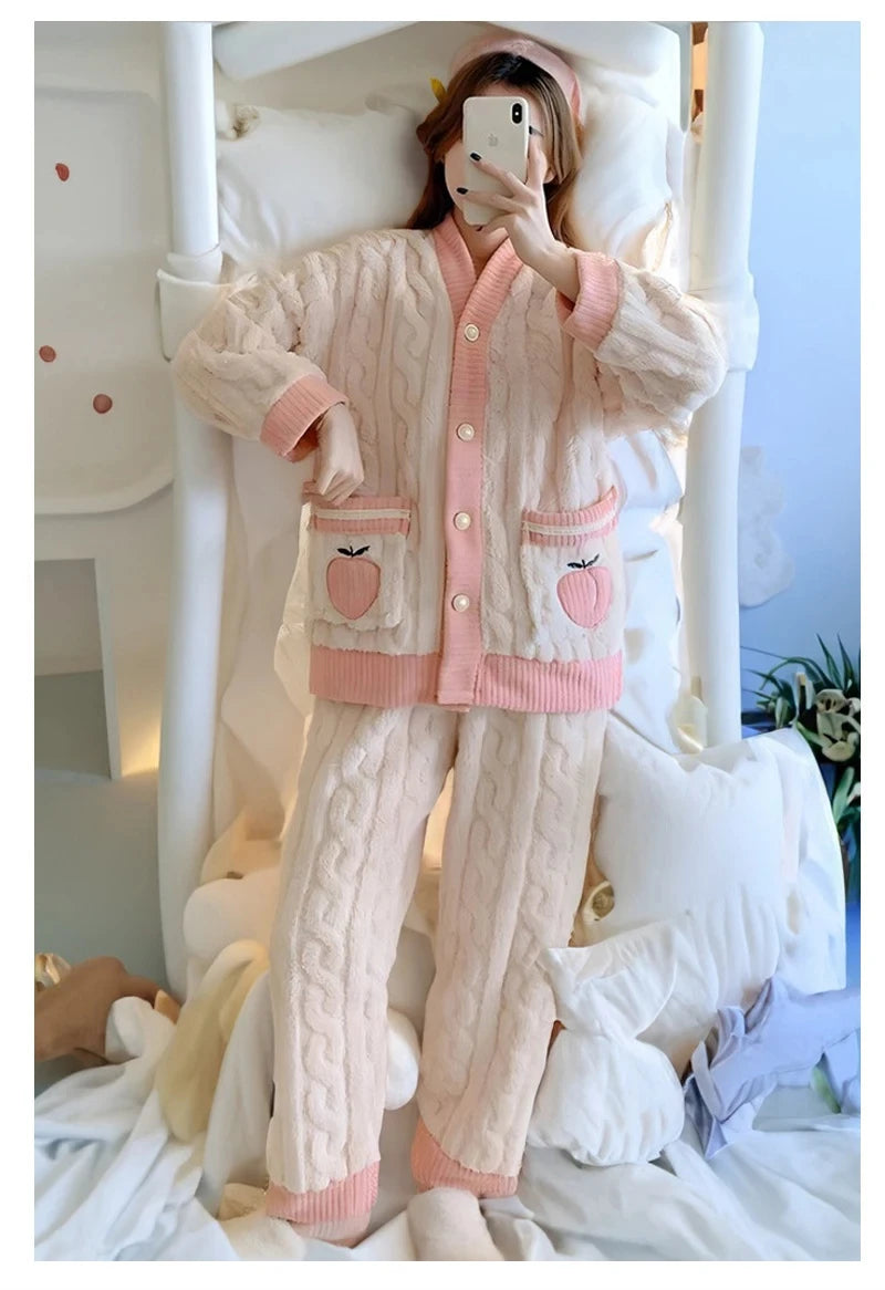 Fluffy Coral Fleece Pajama Set