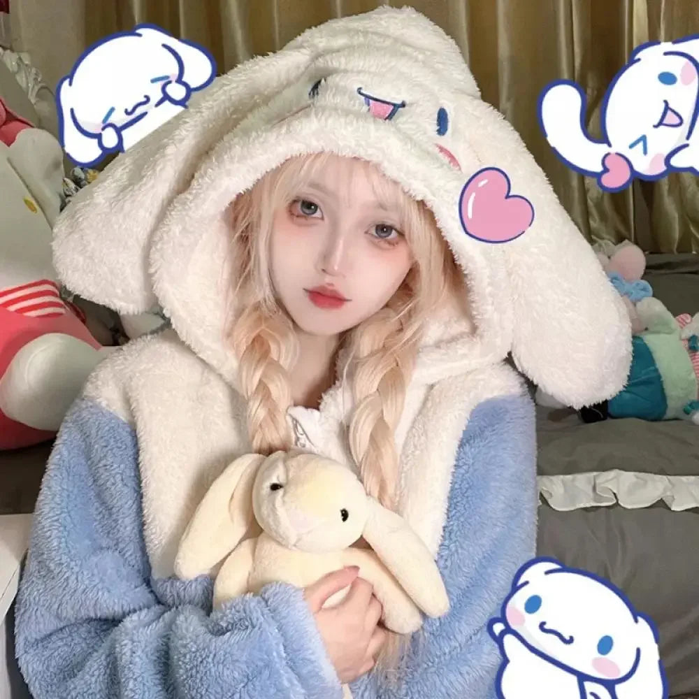 Cinnamoroll Plush Hooded Pajama Set for Women