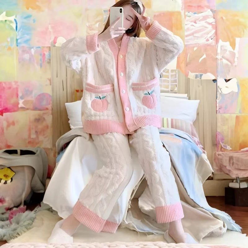 Fluffy Coral Fleece Pajama Set