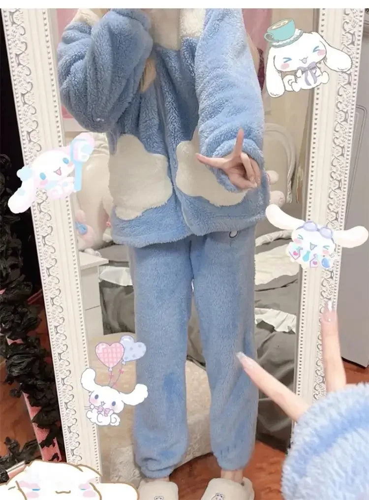 Cinnamoroll Plush Hooded Pajama Set for Women