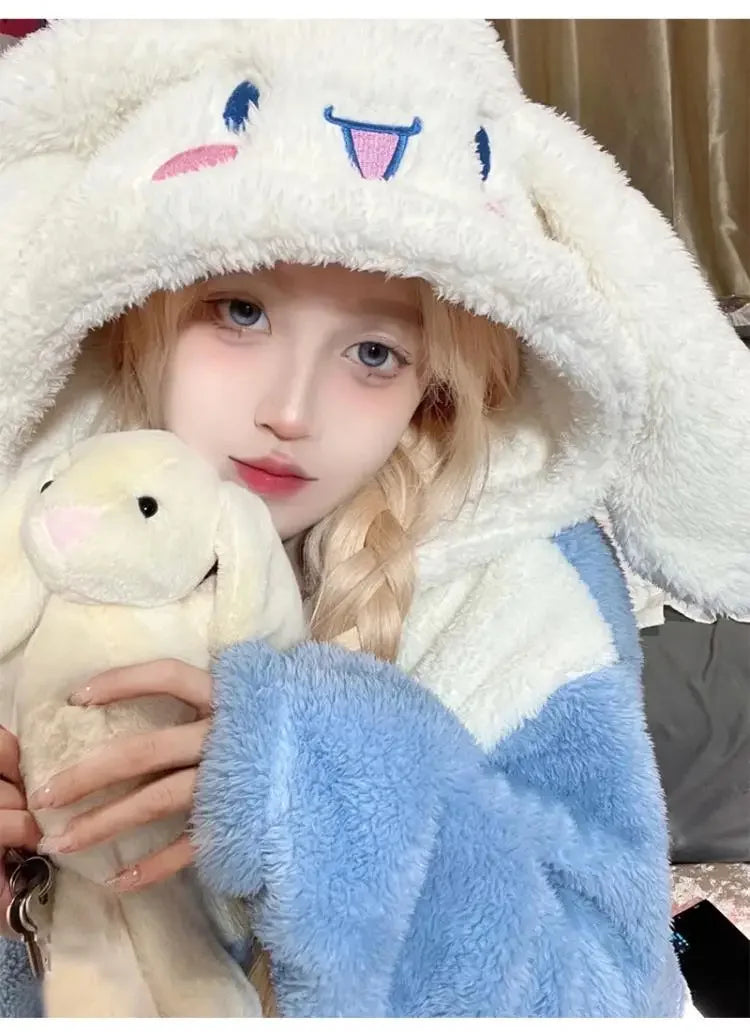 Cinnamoroll Plush Hooded Pajama Set for Women