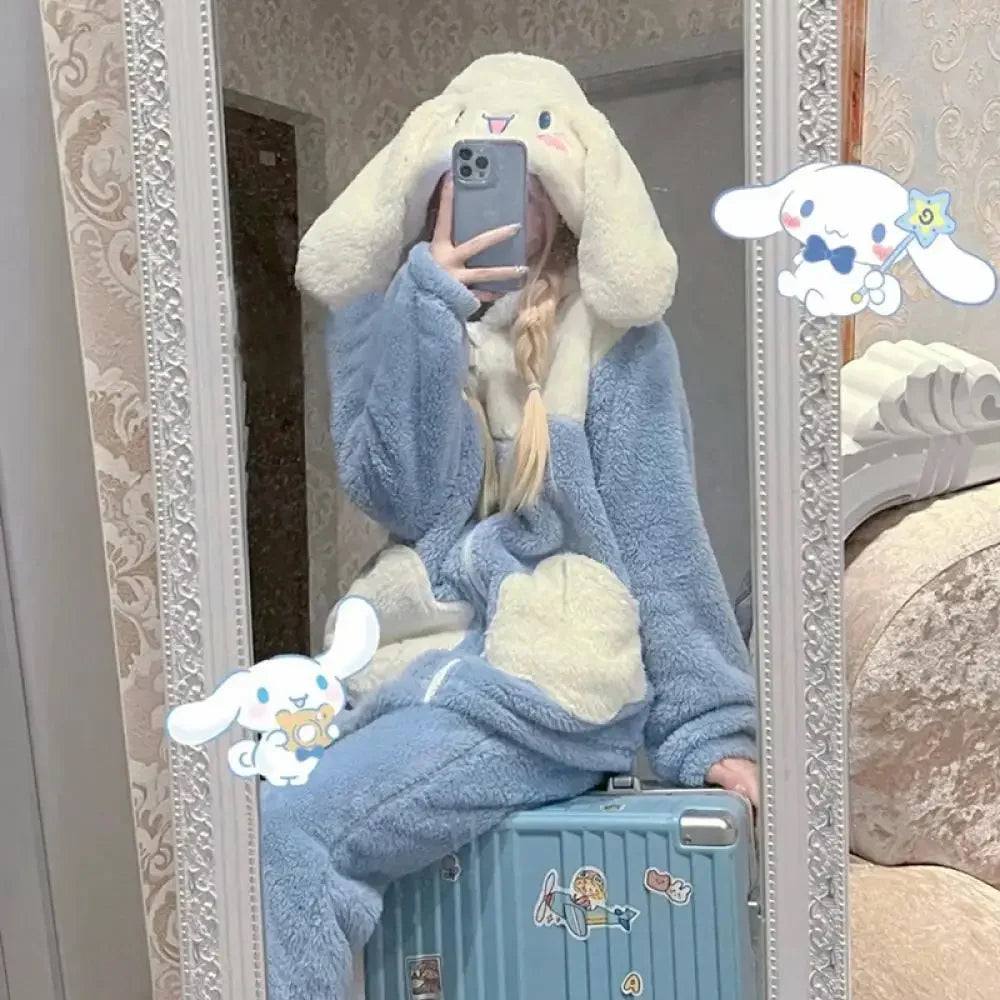 Cinnamoroll Plush Hooded Pajama Set for Women