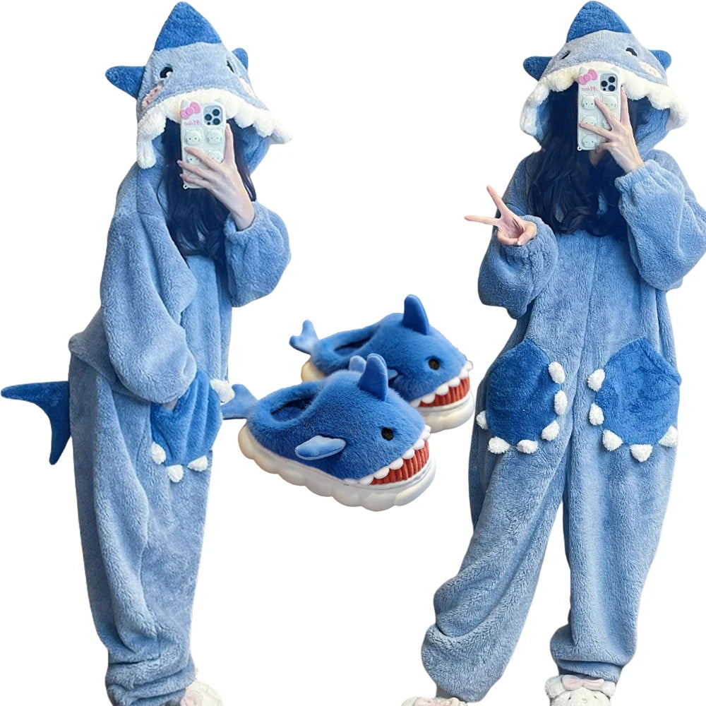 Shark Onesie - Cozy Hooded Sleepwear