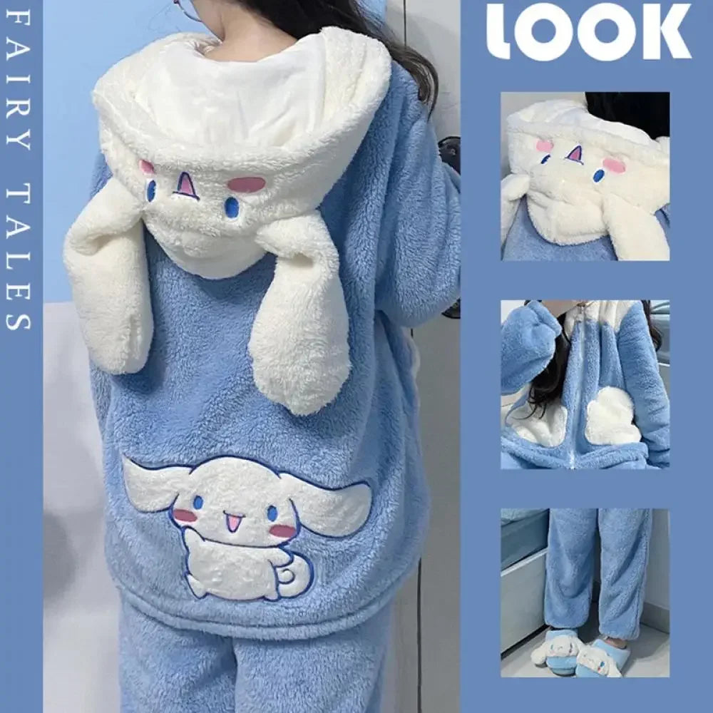 Cinnamoroll Plush Hooded Pajama Set for Women