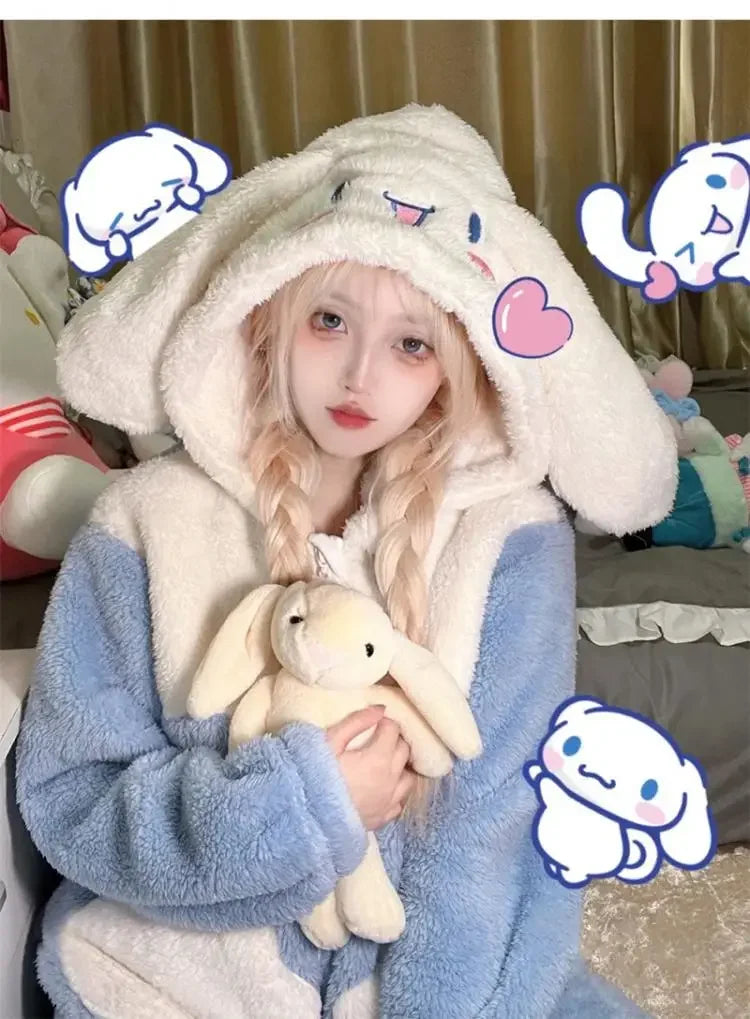 Cinnamoroll Plush Hooded Pajama Set for Women
