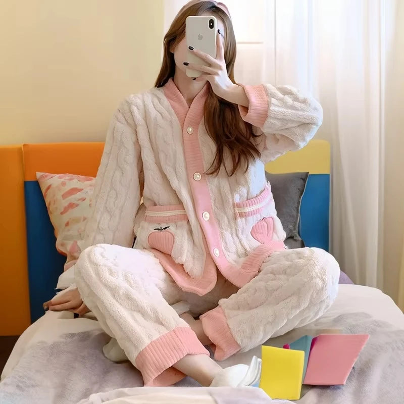 Fluffy Coral Fleece Pajama Set