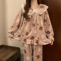 Cozy Bear Coral Velvet Pajama Set for Women
