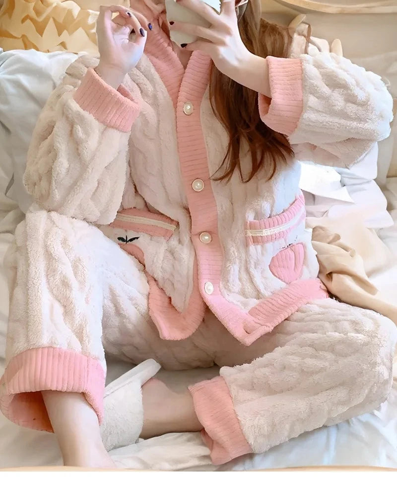 Fluffy Coral Fleece Pajama Set
