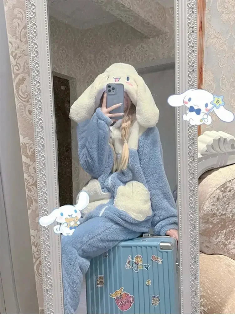 Cinnamoroll Plush Hooded Pajama Set for Women