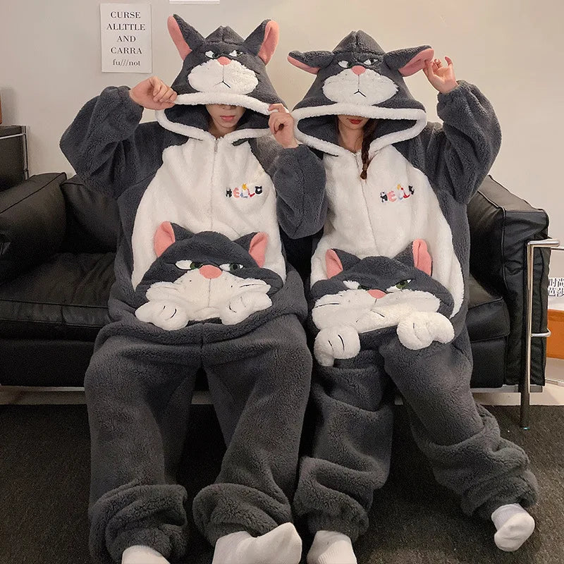 Kigurumi Cat Onesie Winter Warm Sleepwear