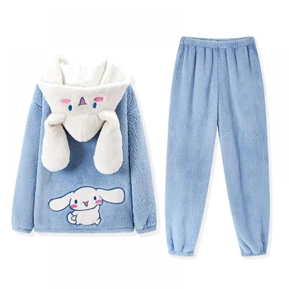 Cinnamoroll Plush Hooded Pajama Set for Women