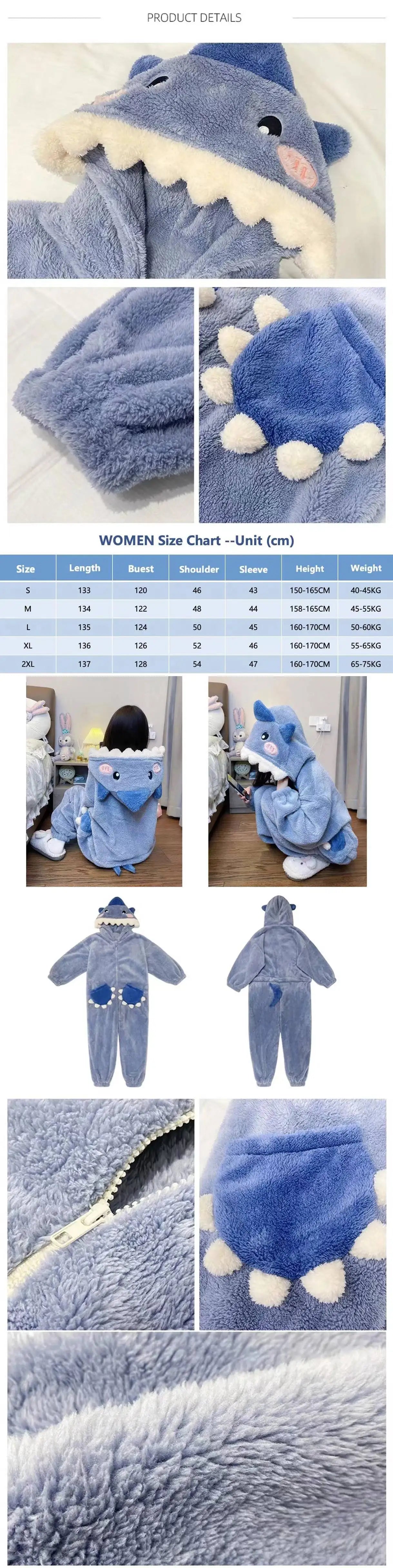 Shark Onesie - Cozy Hooded Sleepwear
